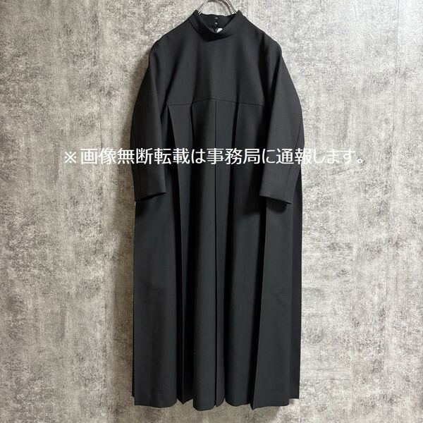 2019AW noir kei ninomiya COMME des GARCONS ノワール ケイ ニノミヤ コムデギャルソン☆スタンドカラー 切り替え プリーツ ワンピース/S