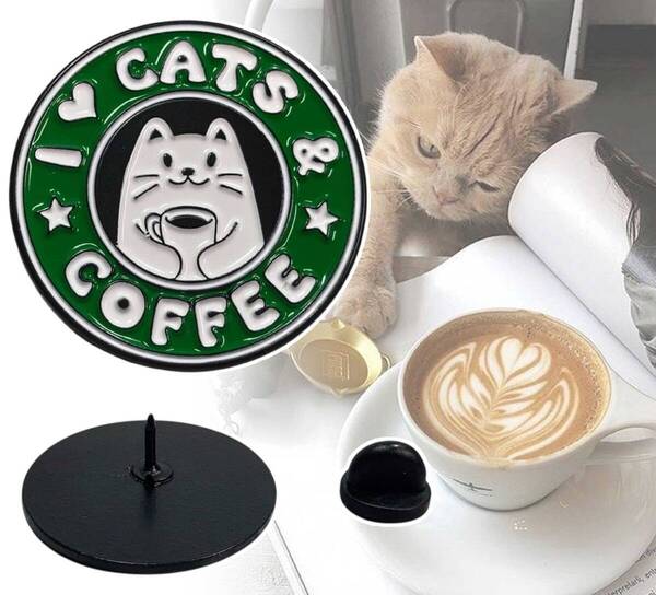 「ピンバッジ 猫とコーヒーを愛してる」tface-g 【タグ:アクセサリー】3 T13