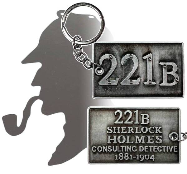 「シャーロック・ホームズ ベーカー街221B ドアプレート キーホルダー シルバー」tface-g 【タグ:映画、アクセサリー】1 T20