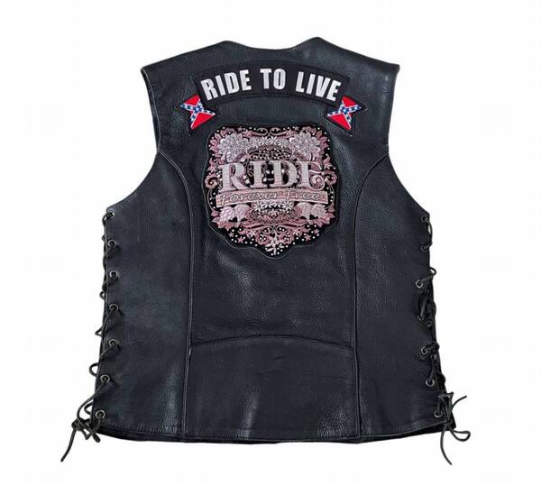 【3649】Milwaukee Leather製 アメリカ製 ビンテージ バイカーズレザーベスト レディースM