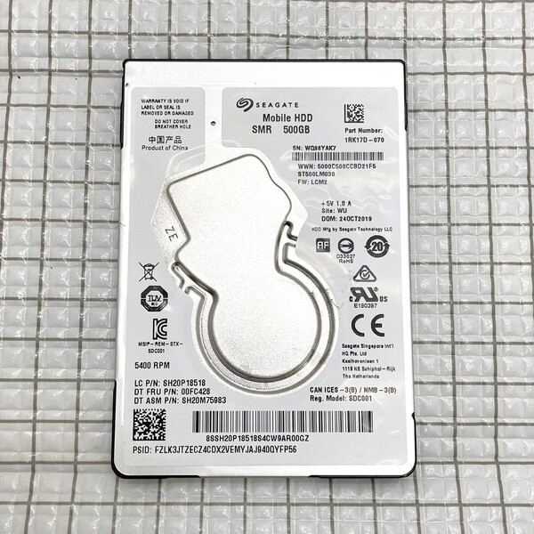Seagate 2.5インチHDD ST500LM030 500GB/使用時間16H