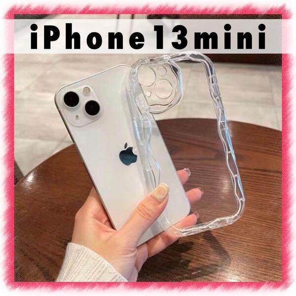 iPhone13mini iPhone ウェーブ スマホケース 透明クリア