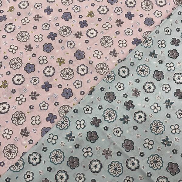 ☆2枚セット ☆各200cm(長さ)×110cm(生地巾) ☆北欧調ボタニカルプリント ☆TCバチスト生地 ☆未使用/限定品