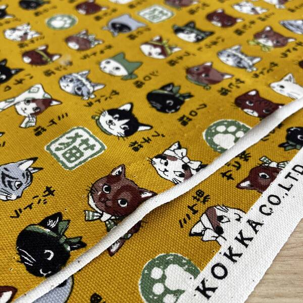 ★200cm(長さ)×110cm(生地巾) ★猫図鑑_YPA-56030-2C ★オックス生地 ★未使用/限定品★