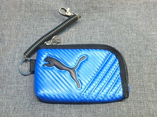 n505k9 プーマ PUMA 財布 コインケース ファスナー ブルー 男の子 男性 中古 (25-0424-1)