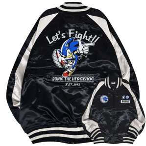 ソニック・ザ・ヘッジホッグ刺繍スカジャン LLサイズ ブラック SONIC THE HEDGEHOG 新品 SEGA セガ