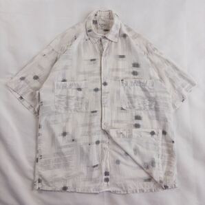 US Vintage 80s EXTRA DRY ACTIVE WEAR コットン 幾何学模様 アート 抽象 アトミック レトロ 総柄 デザインシャツ