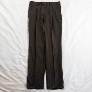 US Vintage 90-00s JOSEPH ABBOUD ウール ツイル ワンタック オリーブ ブラウン ワイド サマーウール ドレス スラックス トラウザーズ