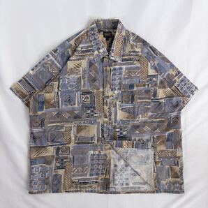 Euro Vintage 90s CLASS, Blanche Porte くすみカラー アート 油彩 抽象 幾何学模様 エスニック クレイジーパターン 総柄シャツ