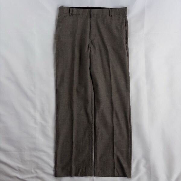 US Vintage エジプト製 90-00s BANANA REPUBLIC ノータック ブラウン レトロ ワイド ドレス デザインスラックス トラウザーズ