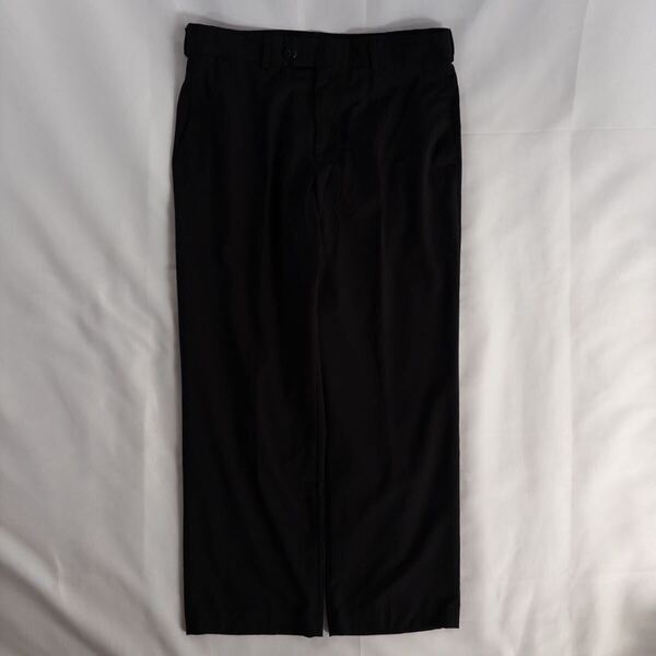 US Vintage 00s STAFFORD Classic Fit ヘリンボーン ノータック ネイビー 紺 ドレープ ワイド ドレス デザインスラックス トラウザーズ