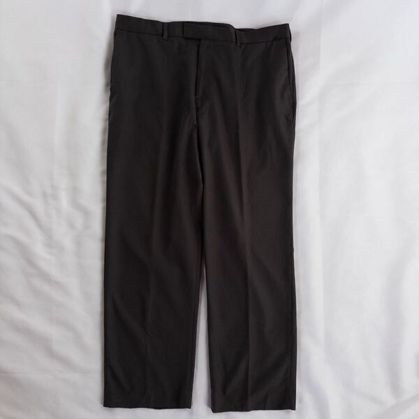 US Vintage 90-00s PERRY ELLIS ノータック 千鳥格子 ハウンドトゥース ブラウン とろみ ドレープ レトロ ドレス スラックス トラウザーズ