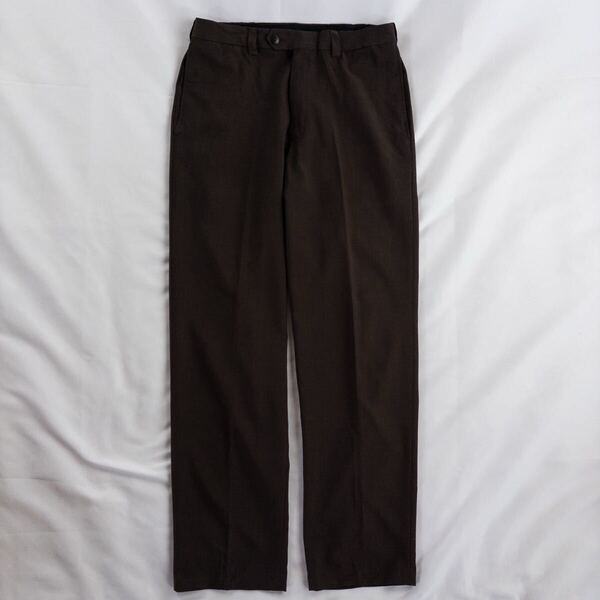 US Vintage 00s haggar ポリエステル ノータック カスリ シャドーチェック 格子 ブラウン 茶色 レトロ デザインスラックス トラウザーズ