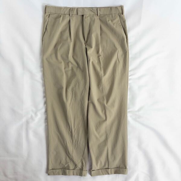 US Vintage 00s DOCKERS ツイル ツータック くすみカラー カーキ ベージュ とろみ ワイド チノ デザインスラックス トラウザーズ