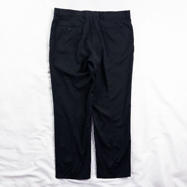 US Vintage 90s AWEARNESS KENNETH COLE ノータック ブラック 黒 とろみ ブラック 黒 ワイド ドレス サマーウール スラックス トラウザーズ