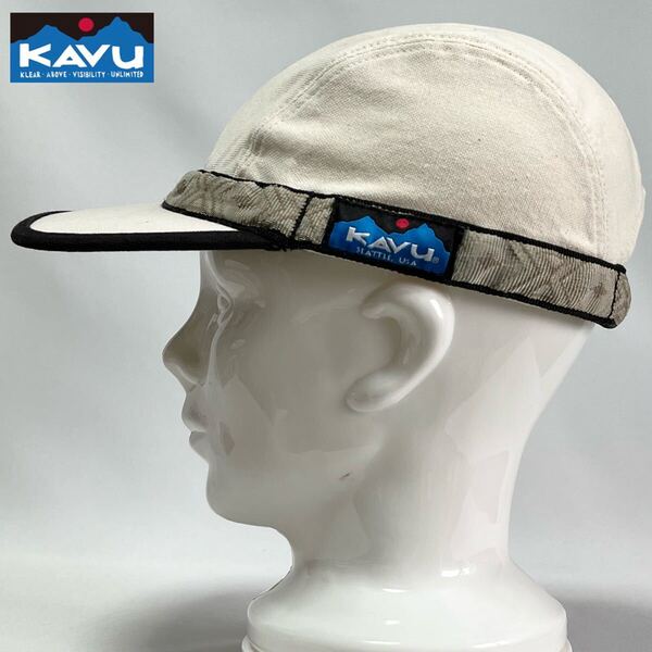 【超美品】KAVU カブー 米国製 購入価格 ¥7150 オーガニックコットン製 キャンバスストラップキャップ オフホワイト size M 約57〜60cm
