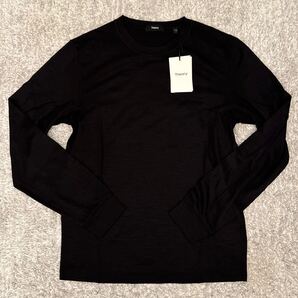 Theory セオリー メンズ ウール100% 長袖Tシャツ ブラック 無地 新品未使用タグ付き
