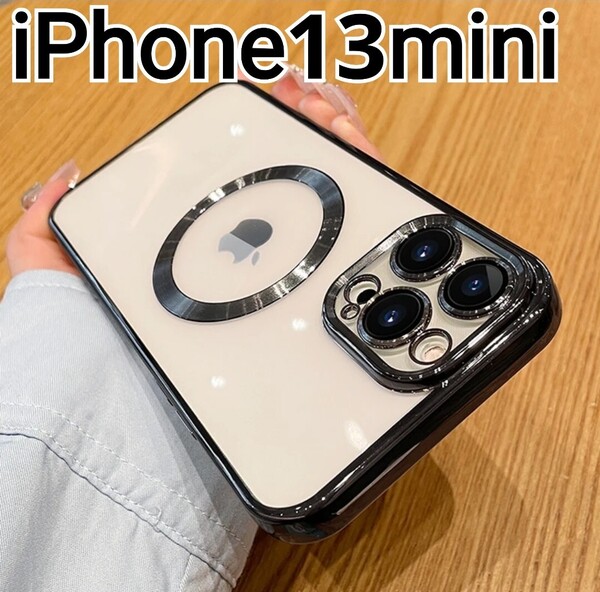 iPhone13mini クリア ふちどり ブラック メタリック マグセーフ MagSafe iPhone 13mini