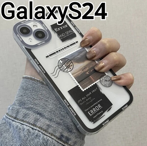 GalaxyS24 用 ケース ブラック系 クリア 可愛い Galaxy S24