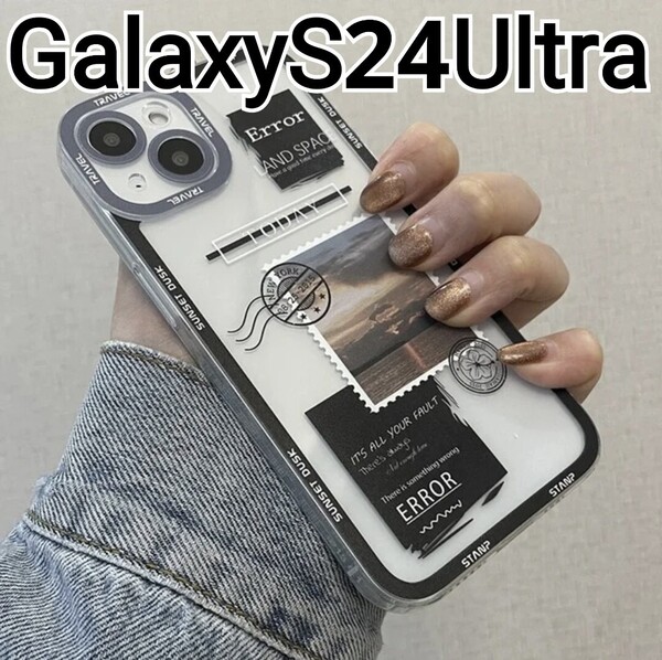 GalaxyS24Ultra 用ケース ブラック系 クリア 可愛い Galaxy S24Ultra