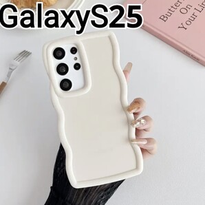 GalaxyS25 ケース ホワイト系 ウェーブフレーム なみなみ Galaxy S25
