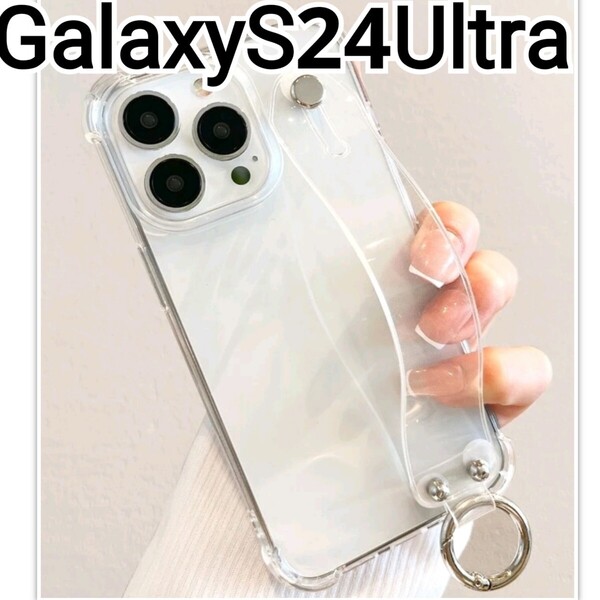 GalaxyS24Ultra ケース クリア ベルト付き リング Galaxy S24Ultra 可愛い