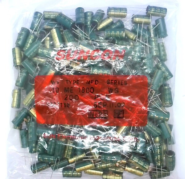 電解コンデンサ SUNCON 105℃対応 WG10V1800μF 200本