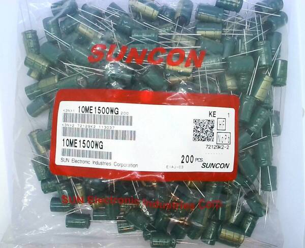 電解コンデンサ SUNCON 105℃対応 WG10V1500μF 200本