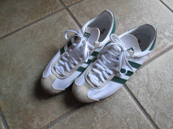 廃盤・レア!ナイロン?布製 アディダスadidas スニーカー カントリー25.0cm 白×緑/☆半日着用のみの状態きれい
