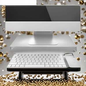 アルミ製 モニタースタンド キーボード収納 幅40cm