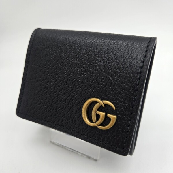 未使用に近い GUCCI グッチ コインケース 小銭入れ 財布 GGマーモント レザー ブラック 黒