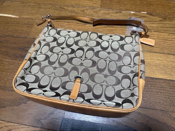 COACH コーチ ワンショルダーバッグ ハンドバッグ トートバッグ シグネチャー レザー キャンバス ジャガード カバン かばん 鞄 ベージュ