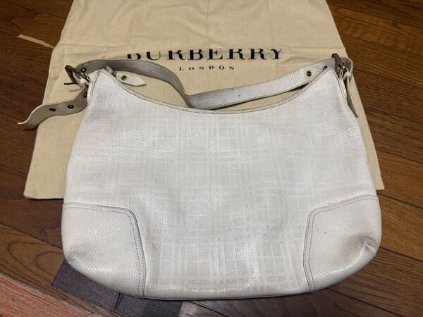 バーバリー Burberry ワンショルダーバッグ ハンドバッグ トートバッグ カバン かばん 鞄 肩掛け レザー 白 ホワイト