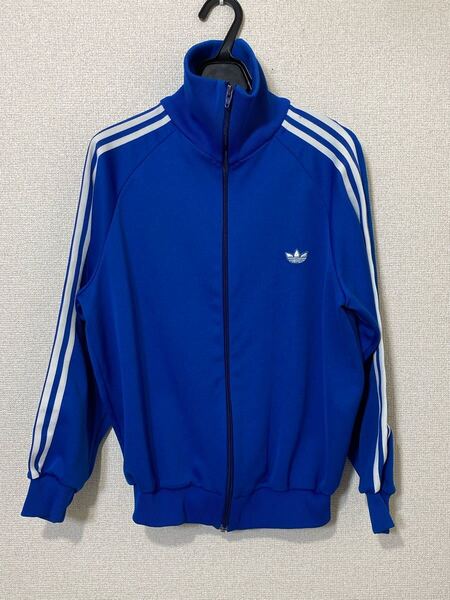 8532. 80s. adidas アディダス トラックジャケット デサント ジャージ デサント製 DESCENTE ブルー 青 ADS-4F 5号 Lサイズ ヴィンテージ