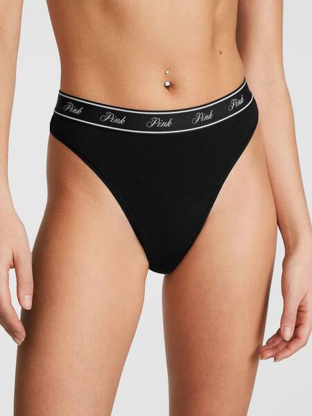 Victoria's Secret ヴィクトリア シークレット PINK ロゴ コットン ハイウエスト ソング パンティー Tバック ショーツ 未開封品 送料無料