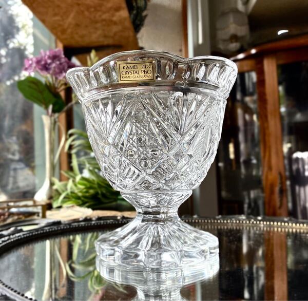 【未使用品】 KAMAYグラス フラワーベース 花瓶 クリスタルガラス 花器 クリスタル インテリア CRYSTAL
