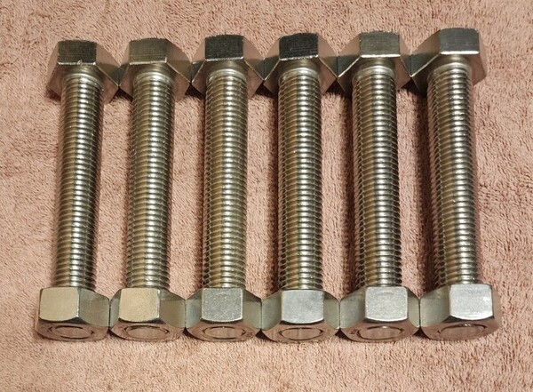 SUS304 ステンレス M20×120mm (全ネジ) ボルト ナット 6本セット 未使用保管品