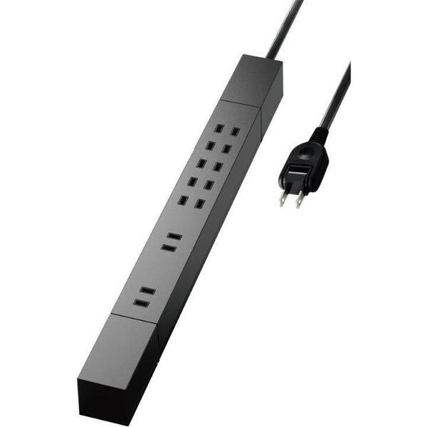 【新品未使用】エレコム 電源タップ 雷ガード 7個口 回転式 3m コード