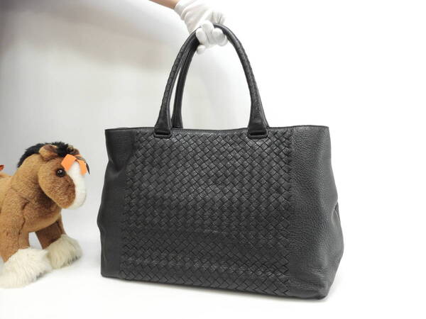 ボッテガヴェネタ トートバッグ イントレチャート レザー黒 メンズ ショルダーバッグ@B07611440M