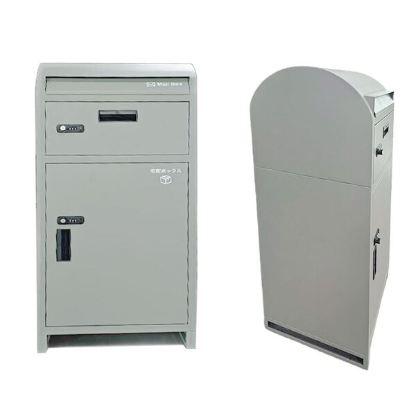 宅配ボックス 屋外 宅配BOX 一戸建て用 印鑑ケース付き ポスト一体型 大容量 スタンドポスト ポスト 置き型ポスト 郵便ポスト (グレー)