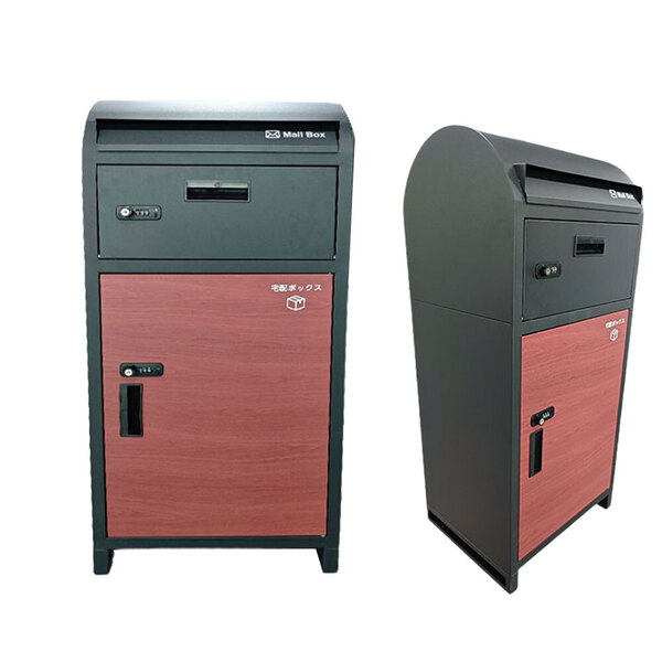 宅配ボックス 屋外 宅配BOX 一戸建て用 印鑑ケース付き ポスト一体型 大容量 スタンドポスト ポスト 置き型ポスト 郵便ポスト (ブラック)