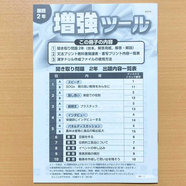 2025年度版「聞き取り問題 冊子 新・基礎の学習 国語2年【教師用】」新学社 光村図書 教育出版 三省堂 東京書籍.