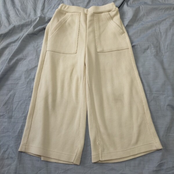 GU リブスリットワイドパンツ 長ズボン 120cm キッズ オフホワイト 子供服 キッズ