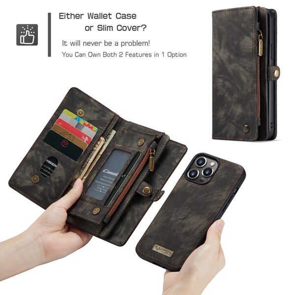 iPhone 13 Pro max レザーケース アイフォン13 プロ マックス ケース 手帳型 お財布付き カード収納 財布型 black