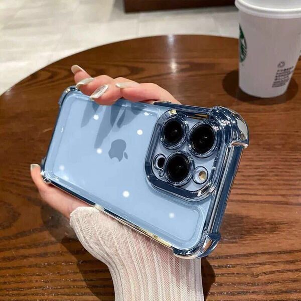 iPhone 12 Pro クリアケース アイフォン12 プロ ケース iPhone12 pro カバー 透明 メッキ加工 耐衝撃 レンズ保護 b