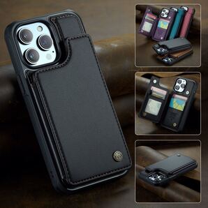 iPhone 14 plus レザーケース アイフォン14 プラス ケース iPhone14 plus カバー 背面 カード収納 C ブラック