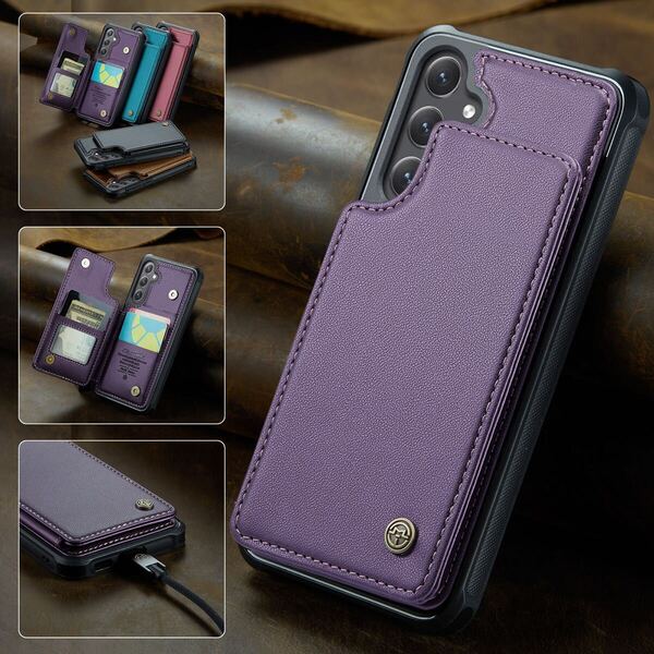 Galaxy S25 レザーケース ギャラクシー s25 ケース galaxy s25 カバー SC-51F SCG31 背面 カード収納 C パープル