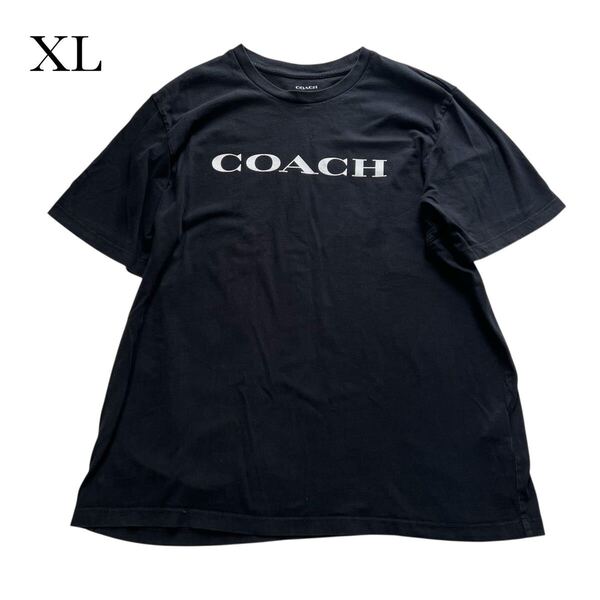 coach コーチ ロゴ Tシャツ ブラック 黒 ユニセックス XL カジュアル 半袖Tシャツ レディース メンズ 送料無料