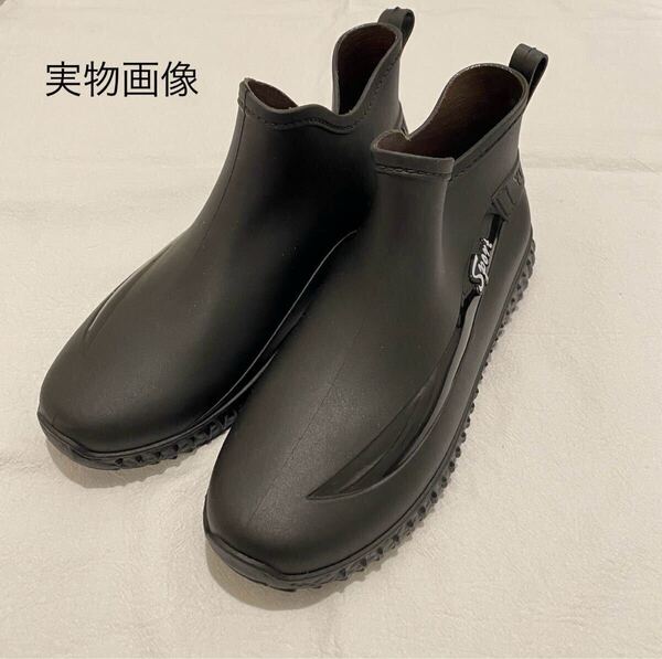 レインブーツ 雨靴 ブラック 防水 27.0 ショート レインシューズ メンズ 長靴 黒 通勤 通学 ガーデニング レディース 軽量 新品 未使用