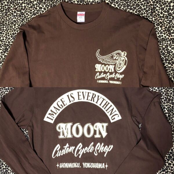 美品 MOONEYES 長袖 Tシャツ ロンT ブラウン Lサイズ ムーンアイズ MOON EYES